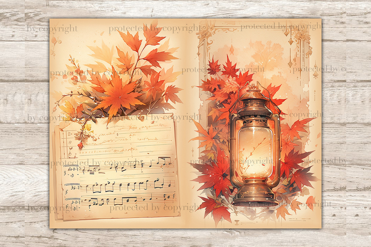 Fall Vibes Junk Journal Paper, a Seasonal Illustration by GlamArtZhanna (Photo 2 of 9)