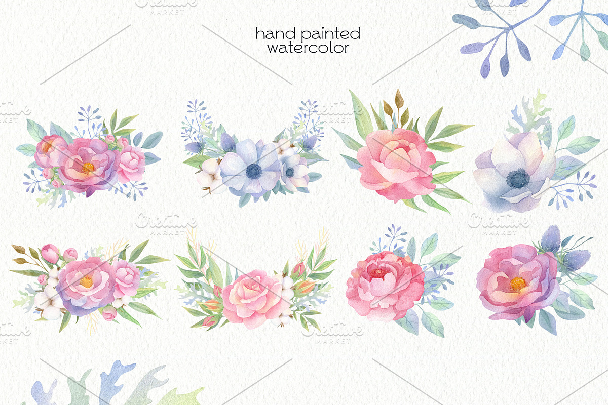 Watercolor Blooming Clipart, an Illustration by OllyKo Art (Photo 5 of 8)