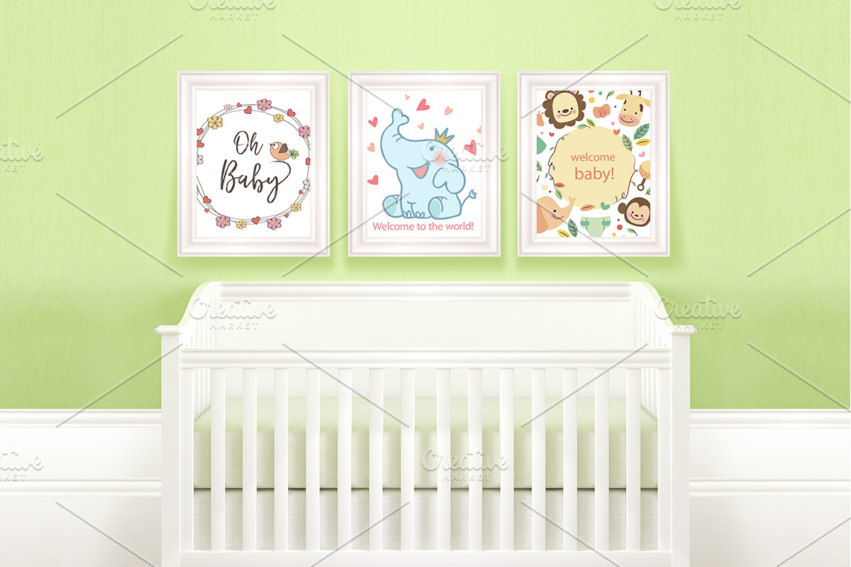 Frame mockups with child crib, a Print Template by Milan Mockup (Photo 2 of 5)
