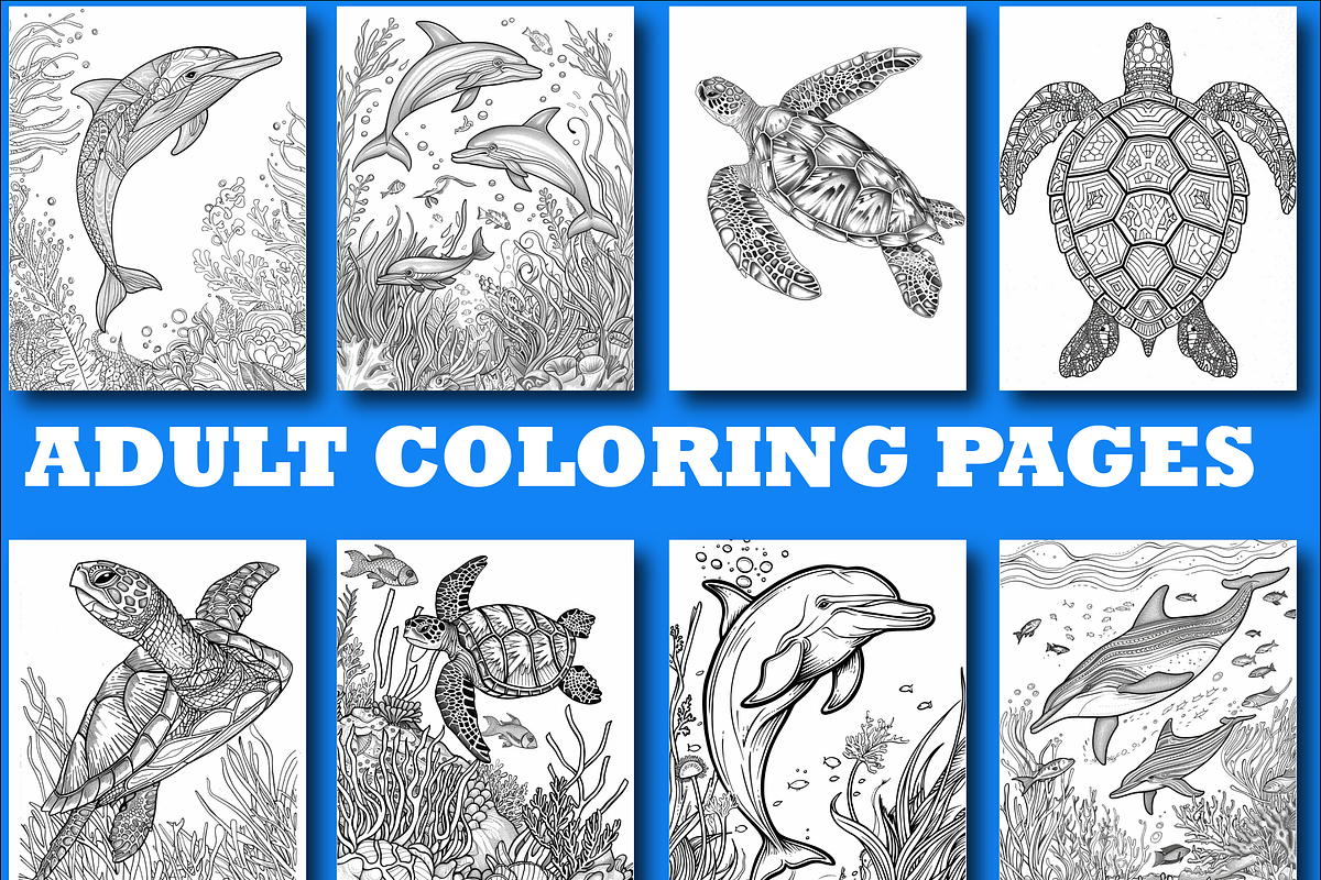 Ocean Animal Adult Coloring Pages, an Illustration by Design Home (Photo 4 of 7)
