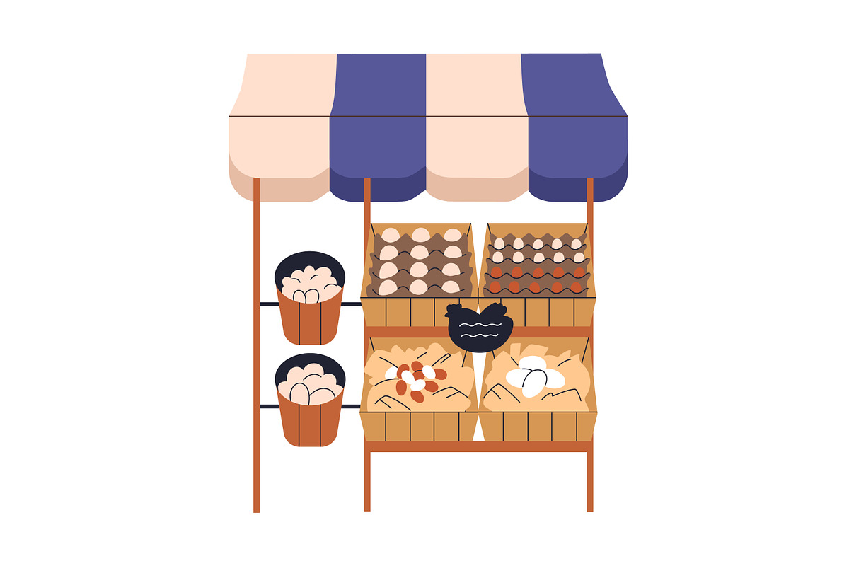 Farmers market stalls with food set, a Food Illustration by Good Studio (Photo 3 of 7)