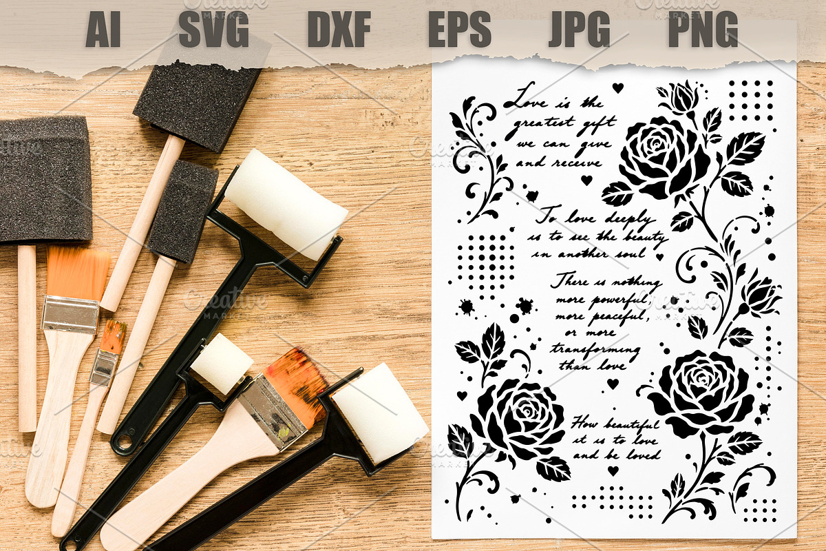 Stencil Romantic Rose, an Object Illustration by MARYCRAFTIRIA (Photo 2 of 3)