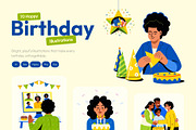 Happy Birthday Illustration Set, a Decorative Illustration by Prosymbols (Thumbnail 1 of 10)