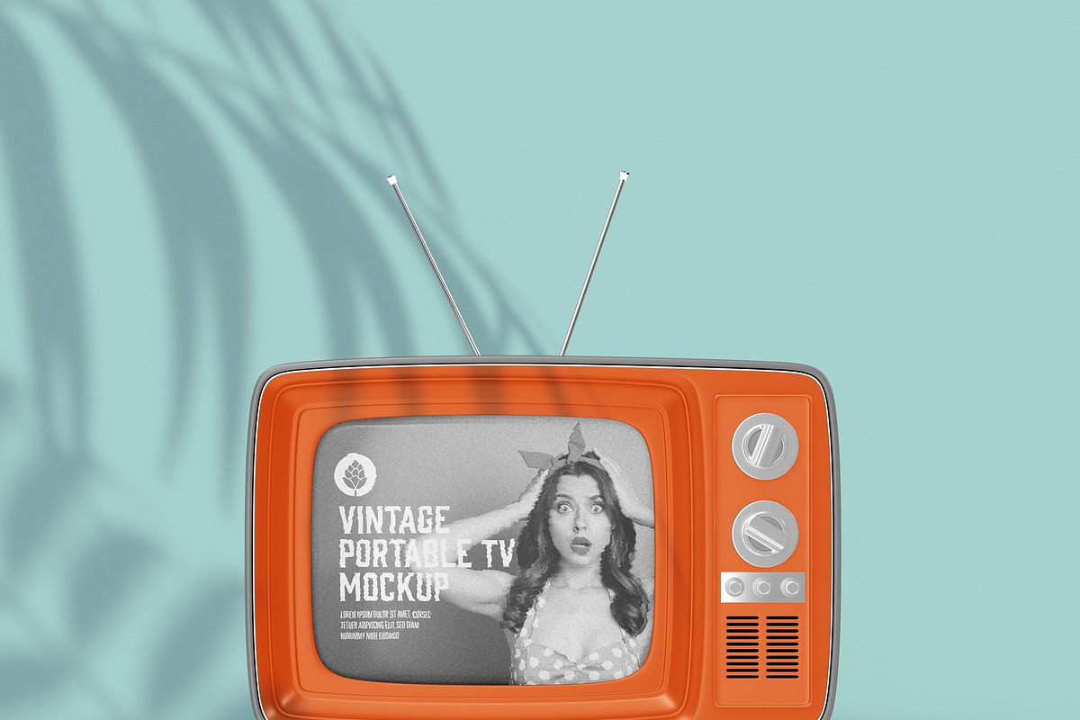 Vintage Portable TV with Old Video E, a Product Mockup by OneVectorStock (Photo 8 of 19)