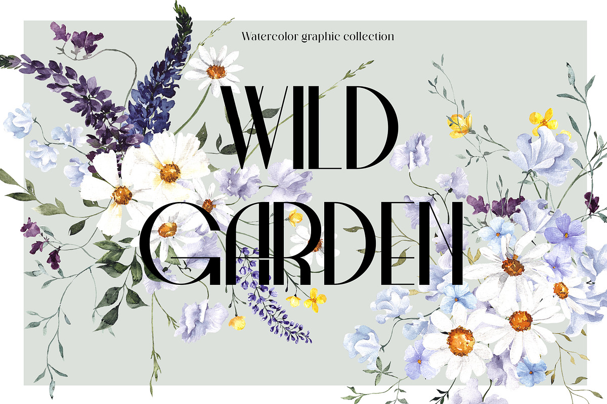 Wild Garden. Watercolor wildflowers., an Object Illustration by ma_i_vi (Photo 1 of 11)