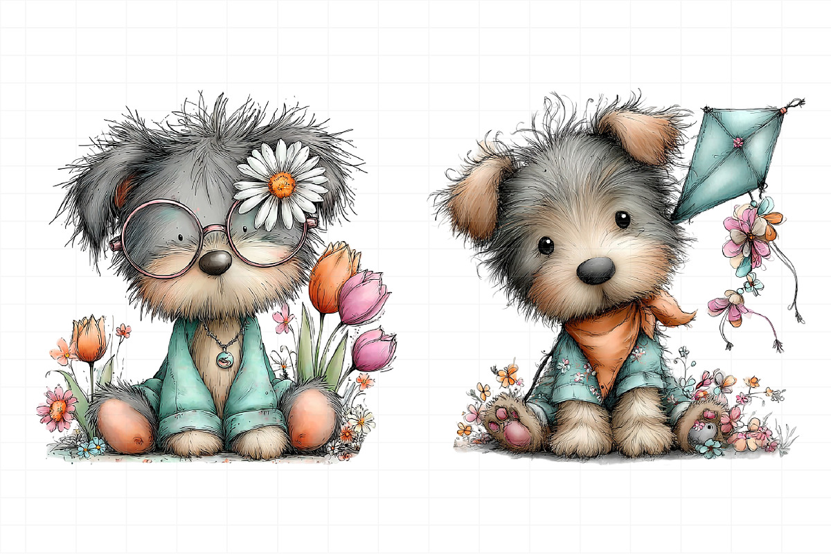 Whimsical Spring Dogs Clipart, an Illustration by Daily.Designs (Photo 5 of 7)