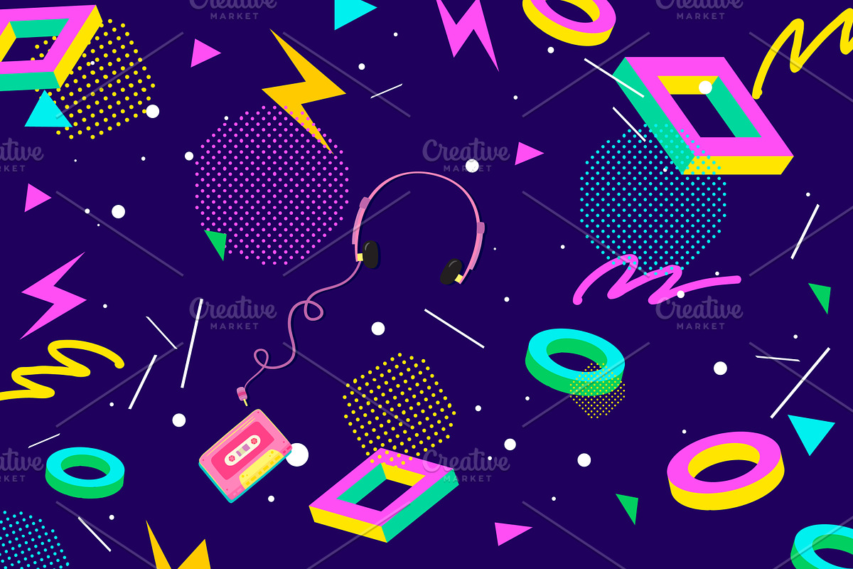 Colourful Eighties Vector Background, a Pattern Graphic by Den Marty Studio