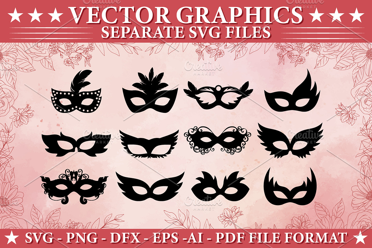 Masquarade mask silhouette SVG, an Object Illustration by Smix Ryo