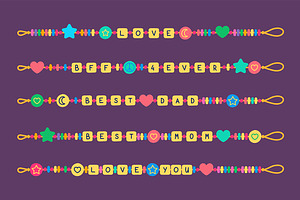 Cartoon Plastic Beads Bracelets Set.