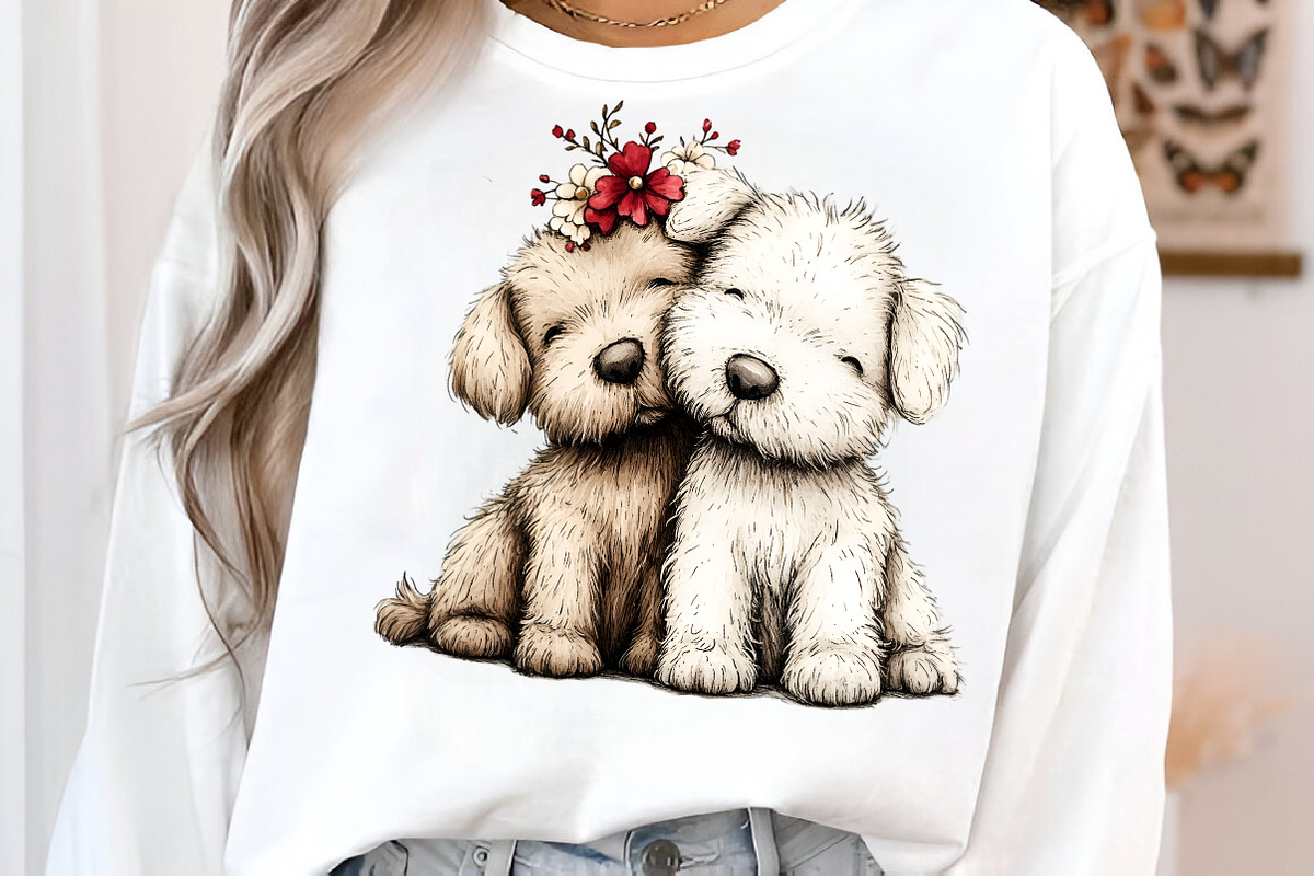Whimsical Dogs Floral Clipart, an Illustration by SinaCreation (Photo 10 of 11)