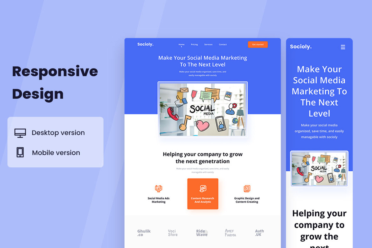 Social Media Marketing Web Design, a Wireframe Template by INSPR STD (Photo 2 of 5)