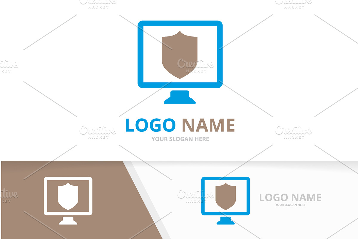 Vector shield and computer logo, a Branding & Logo Template by GraphiShop