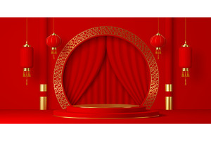 3d red circular podium stage, a Decorative Illustration by Buch&Bee