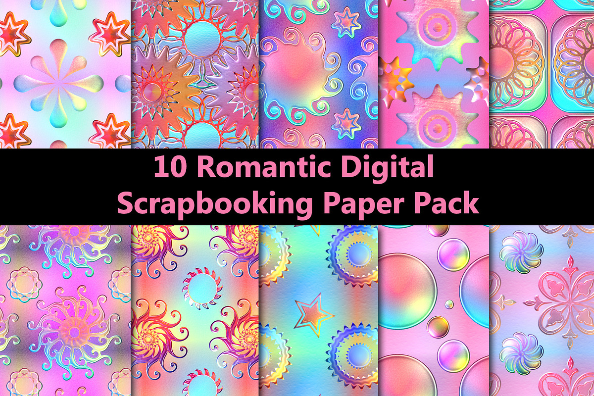 Set of 10 Romantic Backgrounds, a Print Template by Kseniya-Omega (Photo 1 of 3)