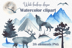 Winter Landscape Designer Watercolor