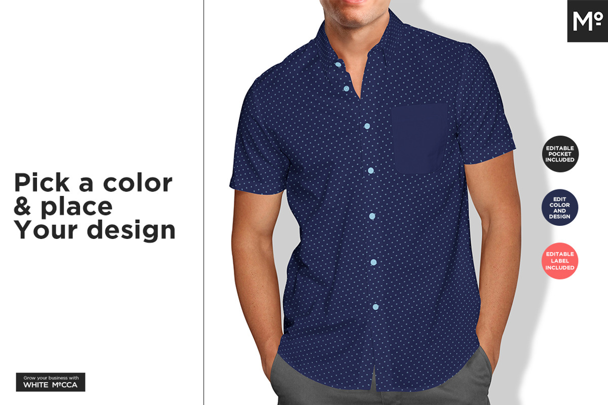 Short Sleeves Dress Shirt Mock-up, a Household Mockup by Mocca Mockups Store (Photo 4 of 9)