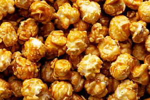 Homemade Caramel Pop Corn, top view.
