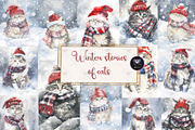 Christmas Winter Cat Clipart (JPG):, an Illustration by BigCakeBee (Thumbnail 1 of 2)