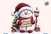 Merry Christmas Snowman Greeting, a Seasonal Illustration by Printable Design Store (Thumbnail 1 of 5)