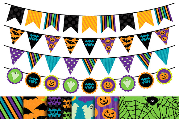 Halloween Bunting and Backgrounds preview 2