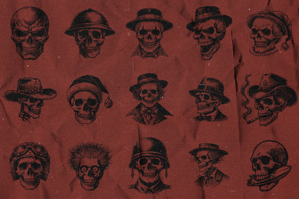 Skullworks - 15 Skulls Pack, an Illustration by elliazidi.designs (Photo 2 of 5)