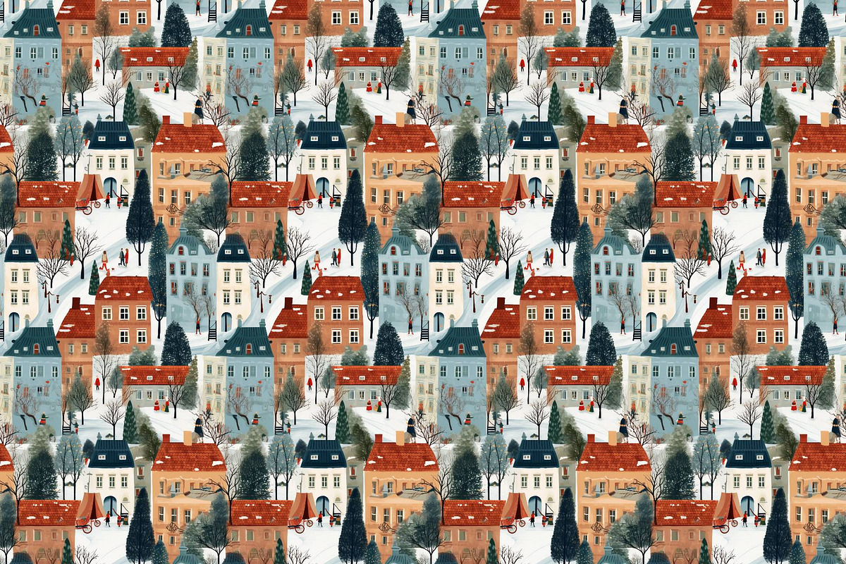 Winter city pattern, a Pattern Graphic by AlexandraTret (Photo 2 of 3)