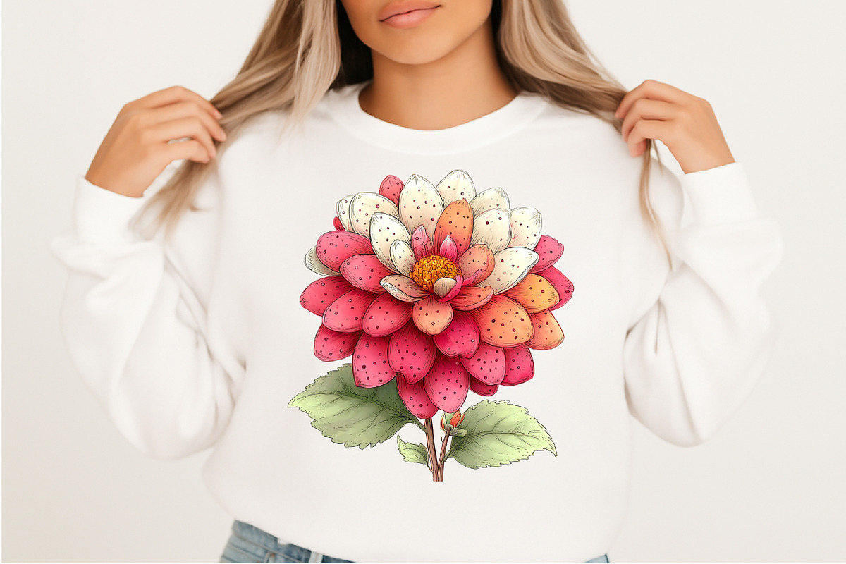 Whimsical Spring Dahlia Flower Png, an Illustration by Craft Nest (Photo 8 of 11)