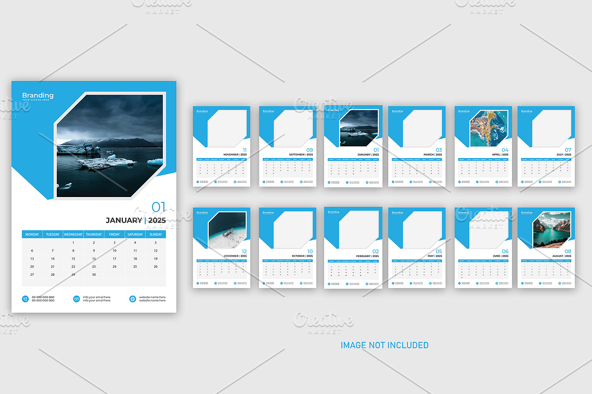 2025 Wall Calendar Design Template, a Resume Template by graphics city