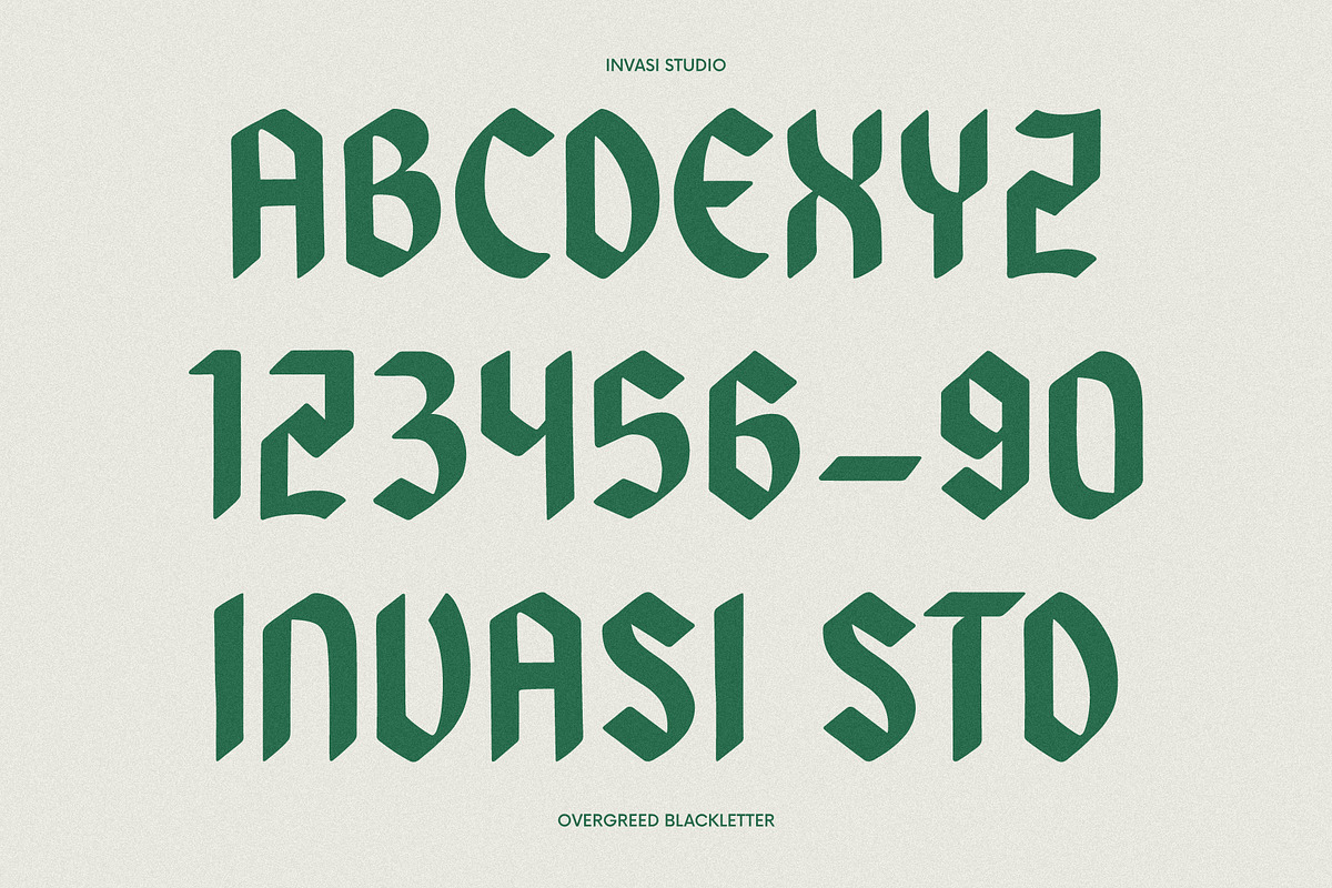 Overgreed - Rounded Blackletter, a Blackletter Font by Invasi Studio (Photo 3 of 10)