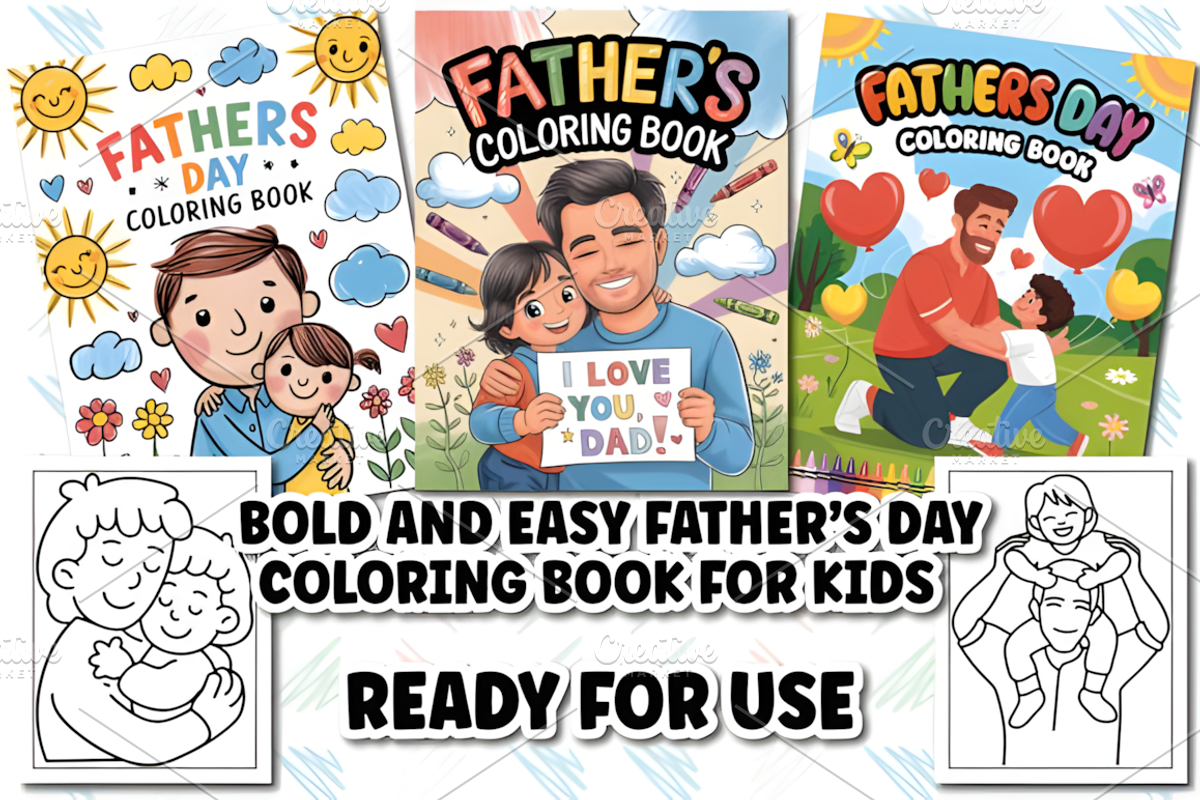Father's Day Coloring Book for Kids, a Seasonal Illustration by Ink Gallery (Photo 2 of 6)