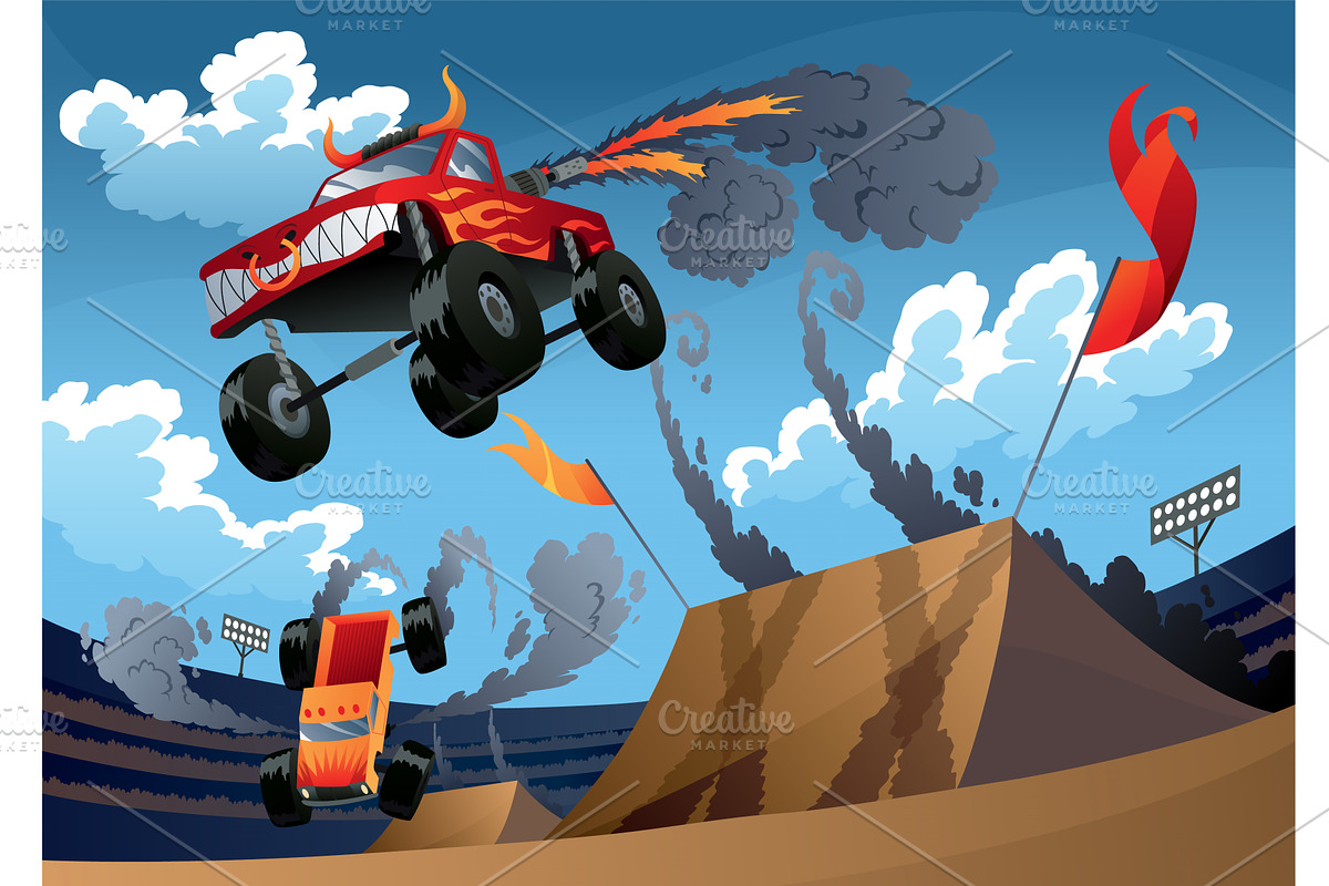 Jumping monster truck show. Bright, a Sport Illustration by the8monkey