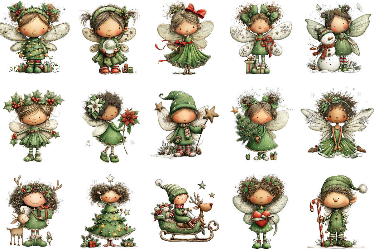 Christmas Whimsical Fairy Clipart, an Illustration by Designking (Photo 3 of 5)