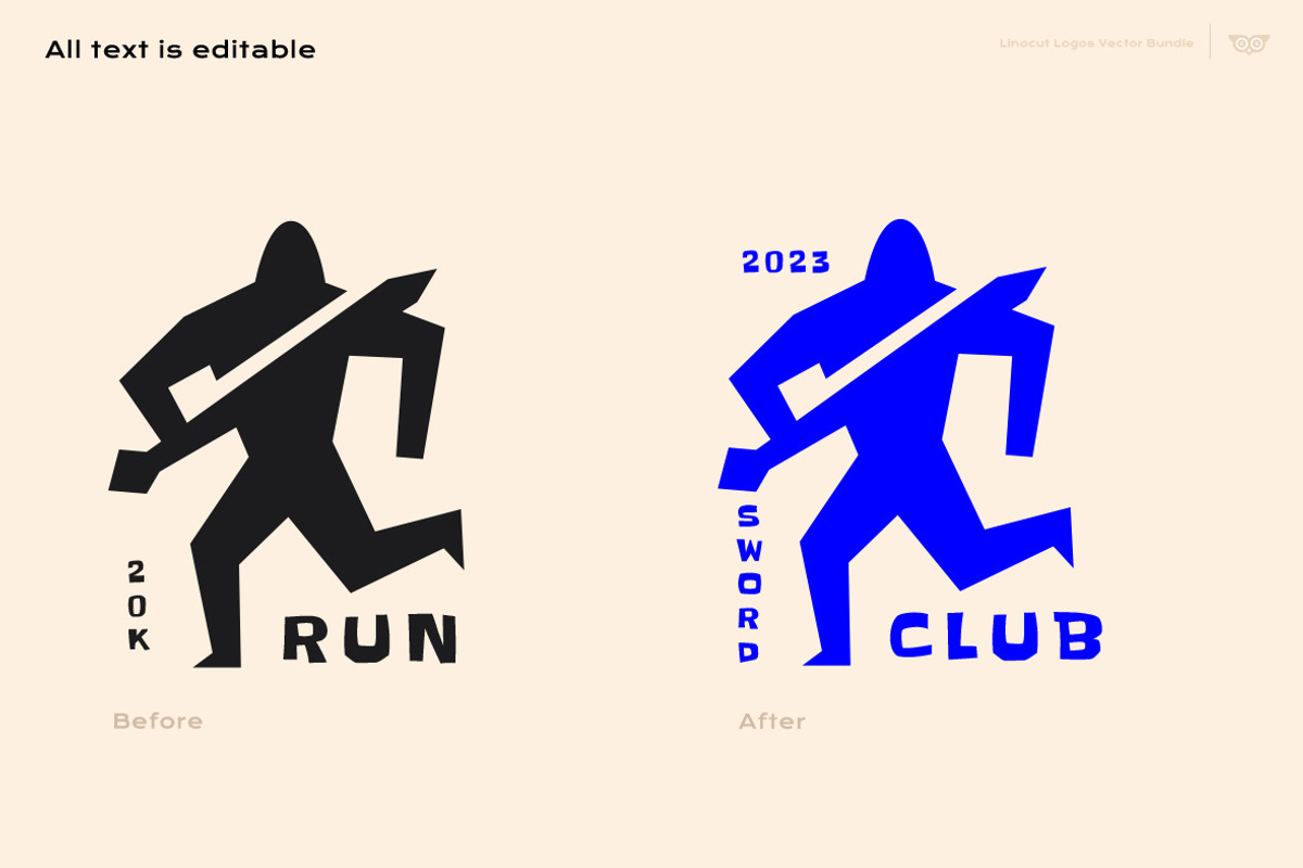 Linocut Logos Vector Bundle, a Branding & Logo Template by ClayStudio (Photo 3 of 9)