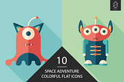 Space adventure flat square icon set, an Icon by Yury Velikanov (Thumbnail 1 of 2)