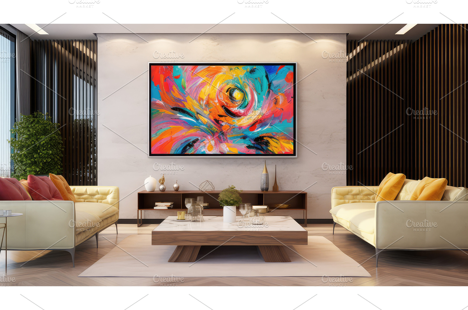 modern screen on wall ai generated, a Technology Photo by pikepicture