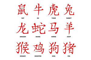 Chinese horoscope hieroglyphs