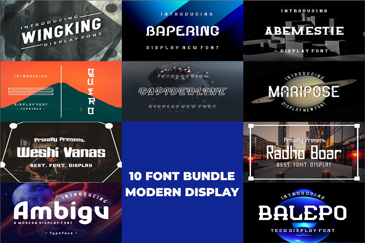 10 FONT BUNDLE MODERN DISPLAY, a Sans Serif Font by MaikoHatta