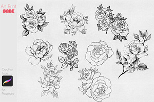 Rose Stamp Tattoo Floral Flower Love