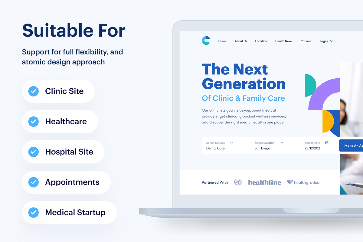 Clinically - Clinic Website UI Kit, an UI Kit Template by dhuhacreative (Photo 3 of 8)