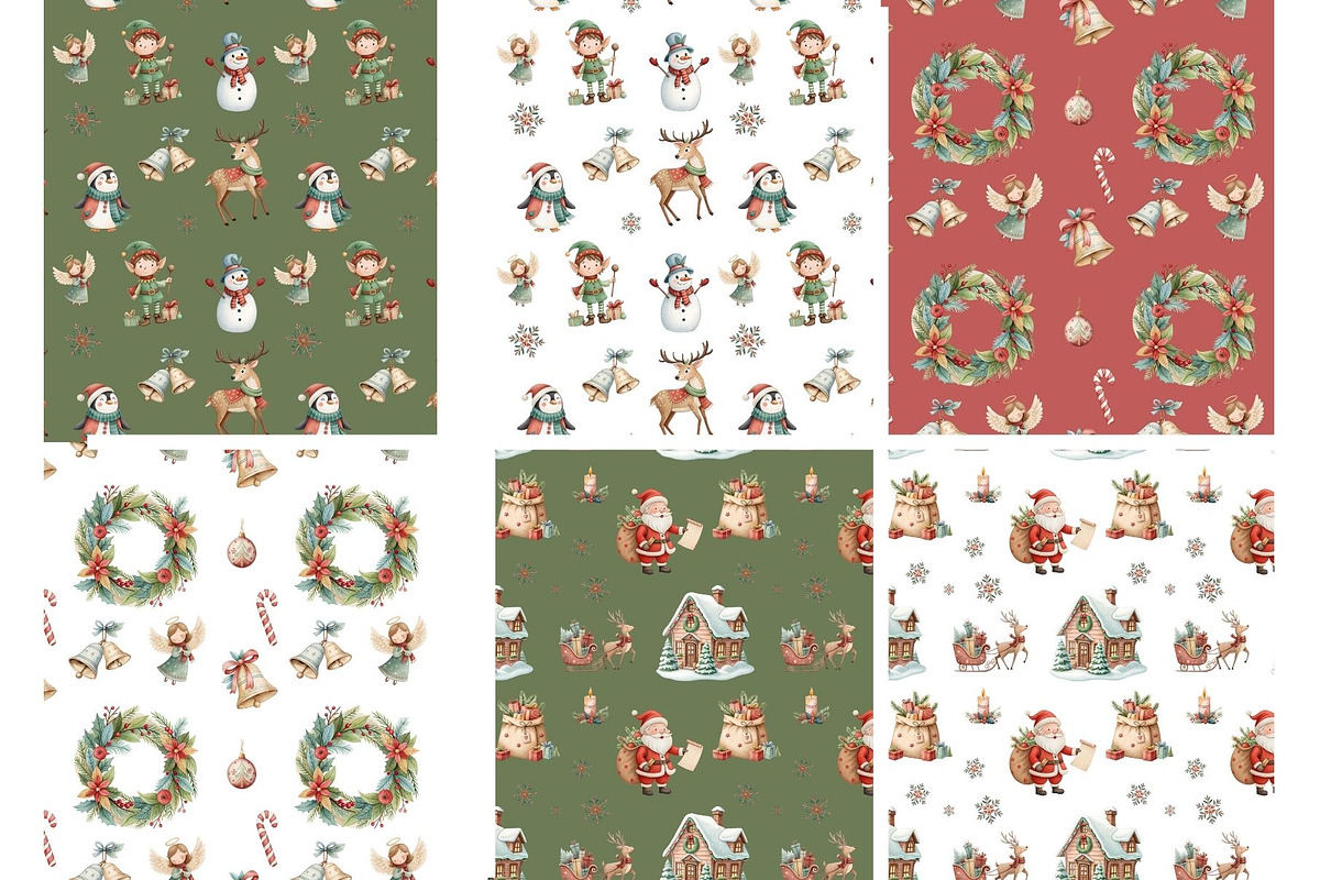 Cute Christmas Digital Papers, an Illustration by MockupWizard (Photo 3 of 4)
