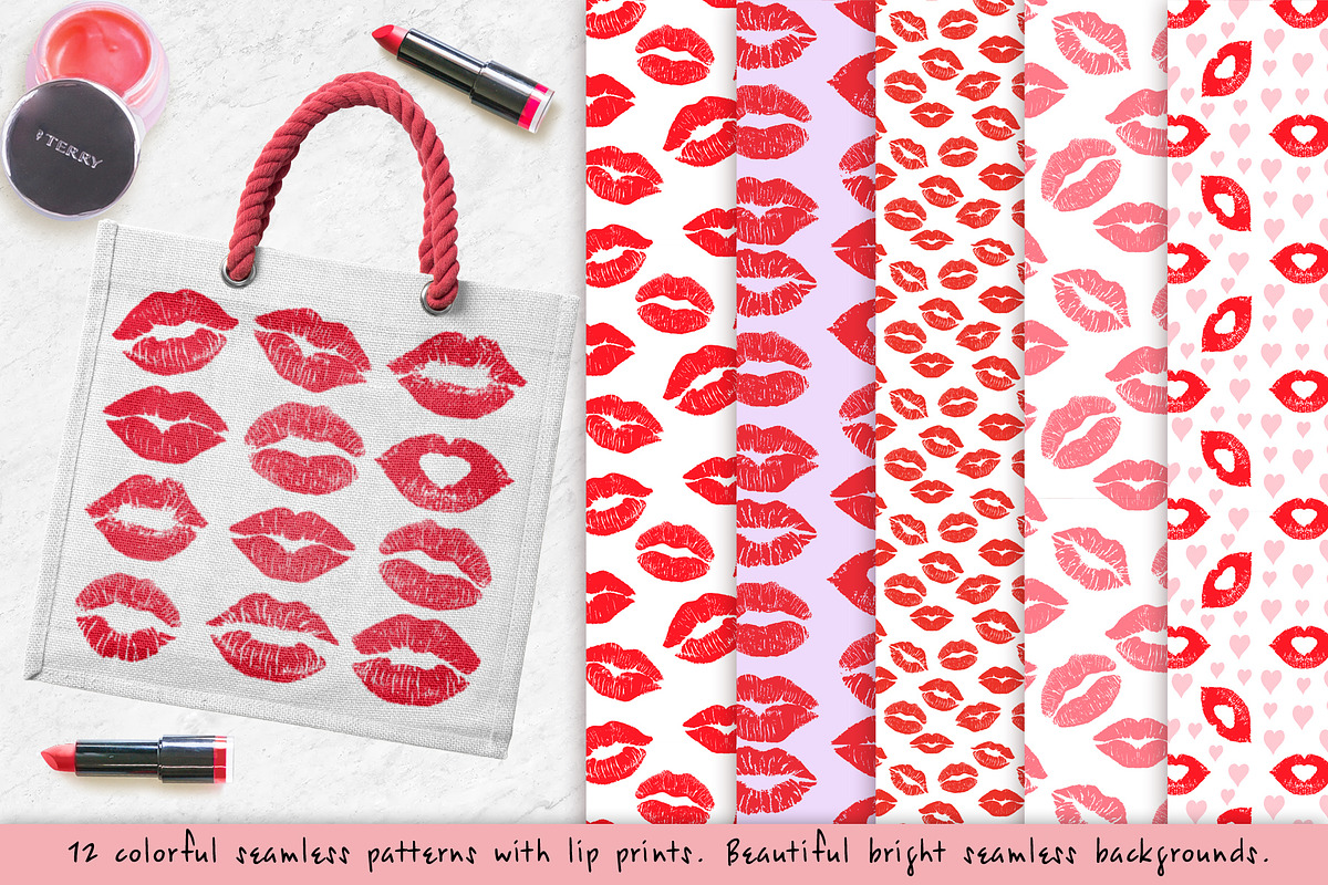 Lips lipstick kisses set, a Pattern Graphic by Live line (Photo 4 of 6)