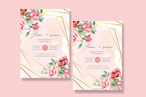 Pink Flower Wedding Invitation