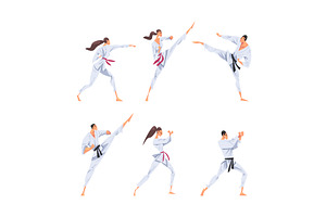 Male and Female Karate Fighter in, a Person Illustration by TopVectors