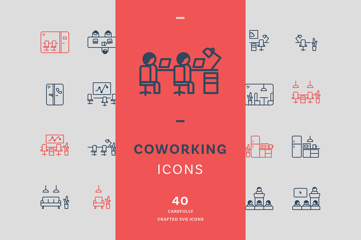 Coworking icons, an Outline Icon by Somewan draws (Photo 1 of 5)