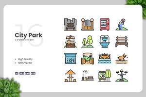City Park Colored Icons, an Icon by Upnowgraphic