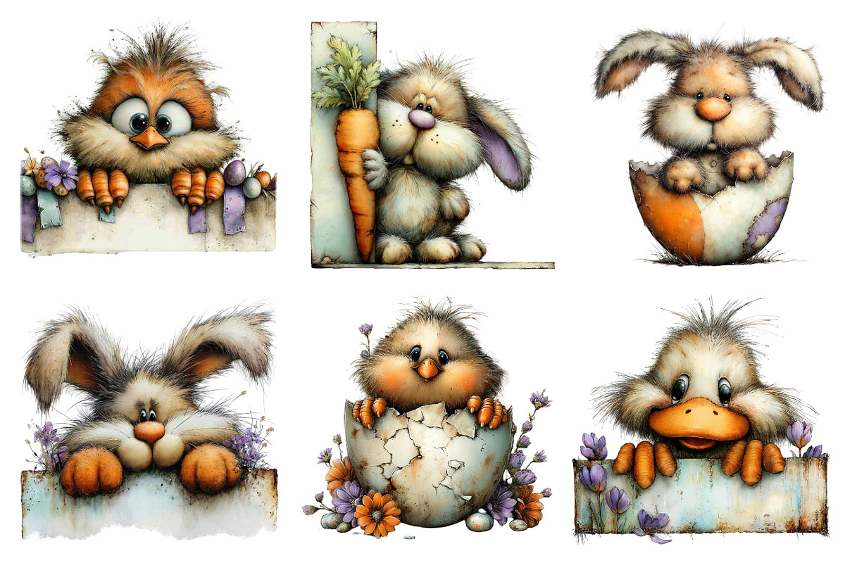 Cute Peeking Easter Animals Clipart, an Illustration by designcity5 (Photo 2 of 5)