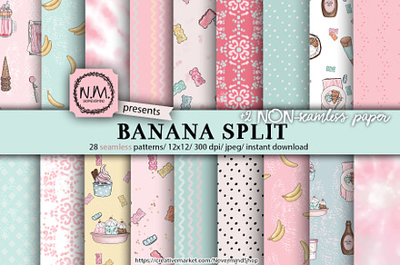 Ice Cream Shop digital paper pack