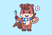 Cute Horse Painting Cartoon, an Animal Illustration by Catalyst Labs (Thumbnail 3 of 3)