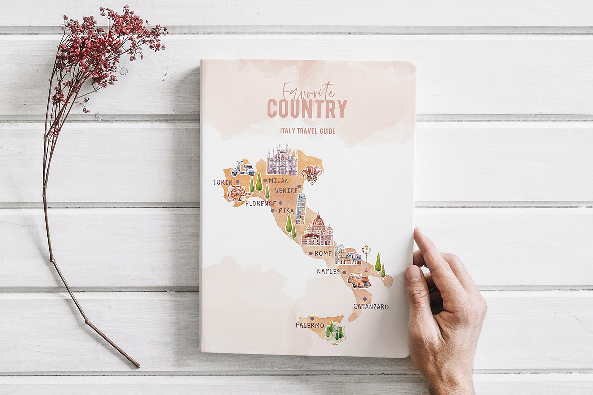 Travel to Italy. Watercolor Clipart, an Illustration by VerAna (Photo 8 of 11)