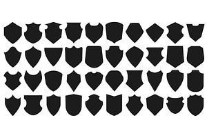 Shield icons. Security shields black, an Object Illustration by winwin.art